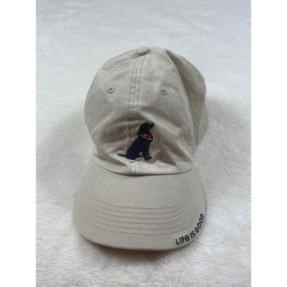 Life Is Good Other - Life is Good Khaki Tan Baseball Hat Embroidered Black Lab Dog Adjustable Cap